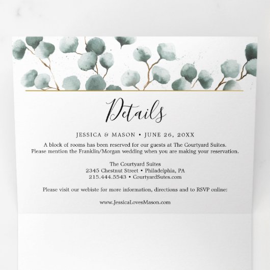 Eukalyptus Greenery Wedding Tri-Fold Einladungen (Innen Erste Seite)