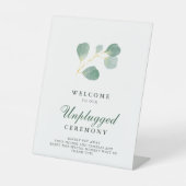 Eukalyptus Greenery Wedding Unplugged Zeremonie Sockelschild (Vorderseite)