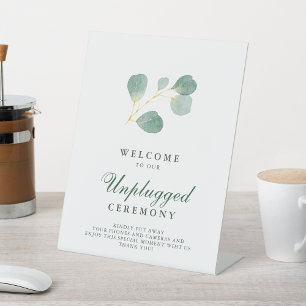Eukalyptus Greenery Wedding Unplugged Zeremonie Sockelschild