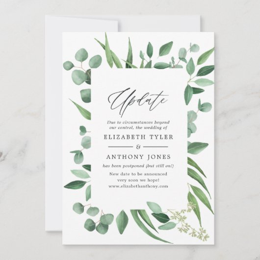 Eukalyptus Greenery Wedding Update Einladung (Vorderseite)