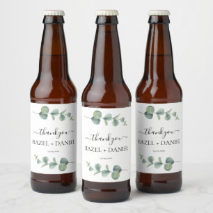 Eukalyptus Greenery Wedding Vielen Dank Bierflaschenetikett