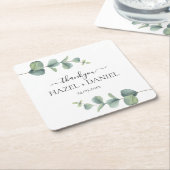 Eukalyptus Greenery Wedding Vielen Dank Rechteckiger Pappuntersetzer (angewinkelt)