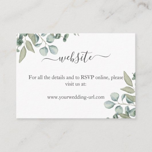 Eukalyptus Greenery Wedding Website Card Begleitkarte (Vorderseite)