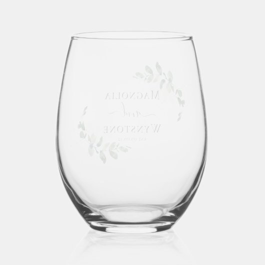 Eukalyptus Greenery Wedding Weinglas Ohne Stiel (Rückseite)