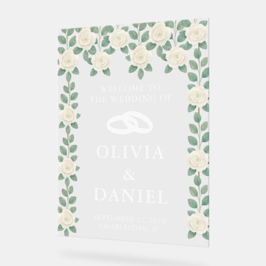 Eukalyptus Greenery Wedding Welcome Acrylschild (Winkel)