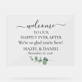Eukalyptus Greenery Wedding Welcome Acrylschild