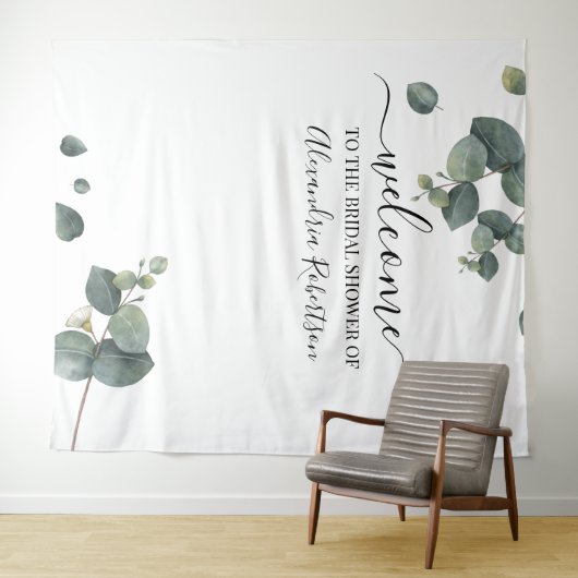 Eukalyptus Greenery Wedding Welcome Wandteppich (Beispiel (Horizontal))