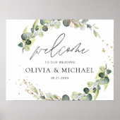 Eukalyptus Greenery Wedding Willkommen Elegantes S Poster (Vorne)