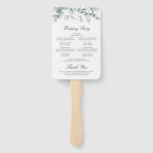 Eukalyptus Greenery Wedding Zeremony Program Fächer (Rückseite)