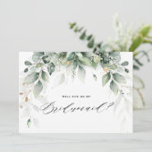 Eukalyptus Greenery Werden Sie meine Bridesmaid se Einladung (Stehend Vorderseite)