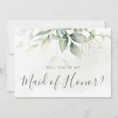 Eukalyptus Greenery werden Sie meine Trauzeugin se Einladung (Vorderseite)