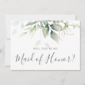 Eukalyptus Greenery werden Sie meine Trauzeugin se Einladung (Vorderseite)