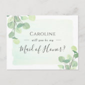 Eukalyptus Greenery werden Sie meine Trauzeugin se Einladungspostkarte (Vorderseite)
