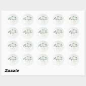 Eukalyptus Greenery white floral rustic monogram Runder Aufkleber (Blatt)