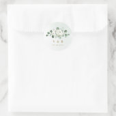Eukalyptus Greenery white floral rustic monogram Runder Aufkleber (Tasche)