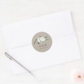 Eukalyptus Greenery white floral rustic monogram Runder Aufkleber (Umschlag)