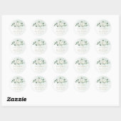 Eukalyptus Greenery white floral rustic monogram Runder Aufkleber (Blatt)