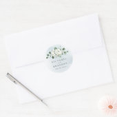 Eukalyptus Greenery white floral rustic monogram Runder Aufkleber (Umschlag)