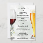 Eukalyptus Greenery Wine and Brews Couples Dusche Einladung (Vorderseite)