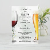 Eukalyptus Greenery Wine and Brews Couples Dusche Einladung (Stehend Vorderseite)