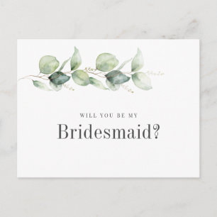 Eukalyptus Greenery wirst du meine Bridesmaid-Kart Einladungspostkarte