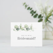Eukalyptus Greenery wirst du meine Bridesmaid-Kart Einladungspostkarte (Stehend Vorderseite)