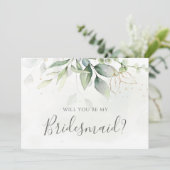 Eukalyptus Greenery wirst du meine Bridesmaid sein Einladung (Stehend Vorderseite)
