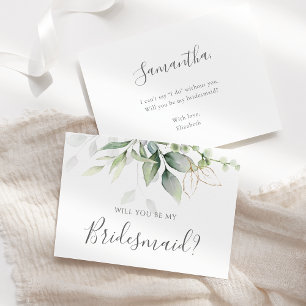Eukalyptus Greenery wirst du meine Bridesmaid sein Einladung