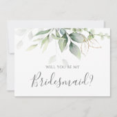 Eukalyptus Greenery wirst du meine Bridesmaid sein Einladung (Vorderseite)