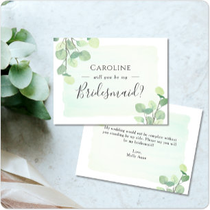 Eukalyptus Greenery wirst du meine Bridesmaid sein Einladungspostkarte