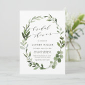 Eukalyptus Greenery Wreath Brautparty Einladung (Stehend Vorderseite)
