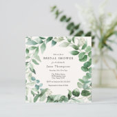 Eukalyptus Greenery Wreath Brautparty Einladung (Stehend Vorderseite)