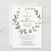 Eukalyptus Greenery Wreath Cross Heilige Kommune Einladung (Vorderseite)