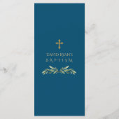 Eukalyptus Greenery Wreath Gold Boy Taufe Menükarte (Rückseite)