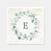 Eukalyptus Greenery Wreath Monogram Wedding Serviette (Vorderseite)