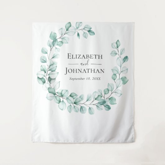 Eukalyptus Greenery Wreath Watercolor Wandteppich (Vorderseite)