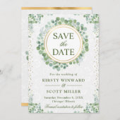 Eukalyptus Greenery Wreath Wedding Save The Date (Vorne/Hinten)