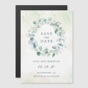 Eukalyptus Greenery Wreath Wedding Save the Date Magneteinladung
