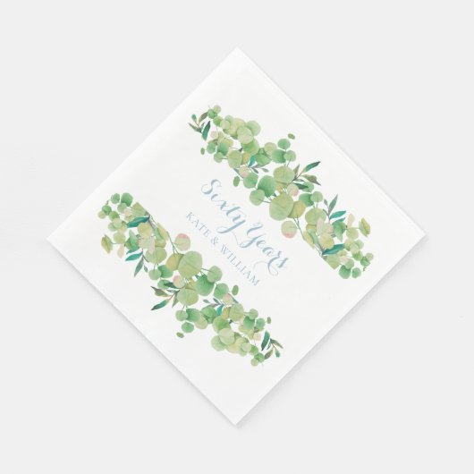 Eukalyptus Greenery zum 60. Hochzeitstag Serviette (Ecke)