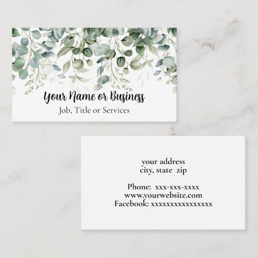 Eukalyptus-Grenze Visitenkarte (Vorne/Hinten)