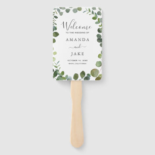 Eukalyptus Grove Greenerenerity Wedding Willkommen Fächer