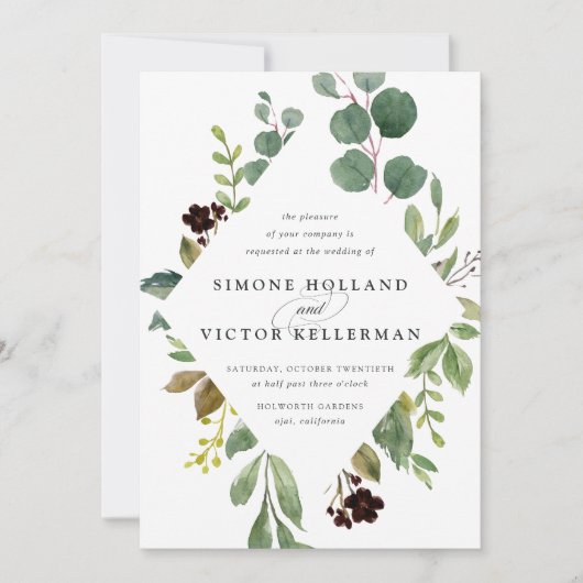 Eukalyptus Grove Wedding Einladung (Vorderseite)