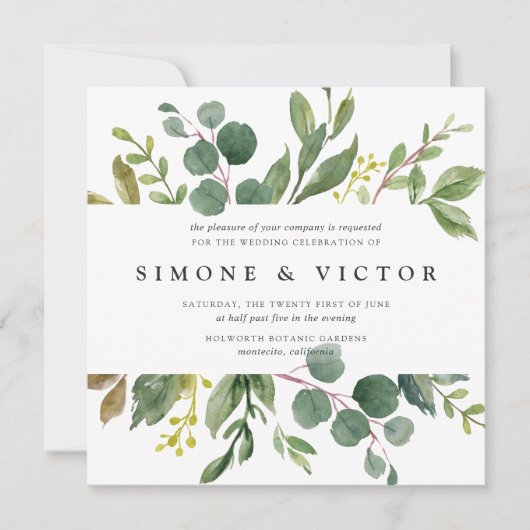 Eukalyptus Grove Wedding Einladung | Platz (Vorderseite)