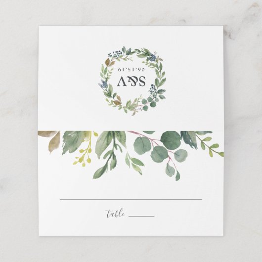 Eukalyptus Grove Wedding Platzkarte (Außenseite Aufgefaltet)