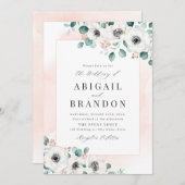 Eukalyptus grün Anemone Blütenhochzeit Einladung (Vorne/Hinten)