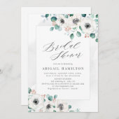 Eukalyptus grün Anemone Brautparty Einladung (Vorne/Hinten)
