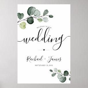 Eukalyptus-Grün Begrüßung Hochzeitsschild Poster
