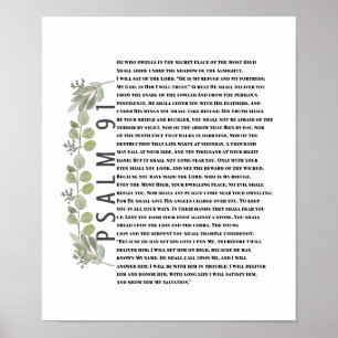 Eukalyptus-Grün Bibel-Kunst Psalm 91 Schrift Poster