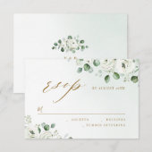 Eukalyptus grün blühende rustikale Hochzeit RSVP Karte (Vorne/Hinten)