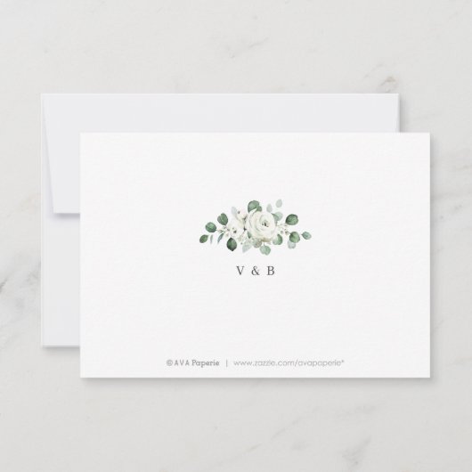 Eukalyptus grün blühende rustikale Hochzeit RSVP Karte (Rückseite)